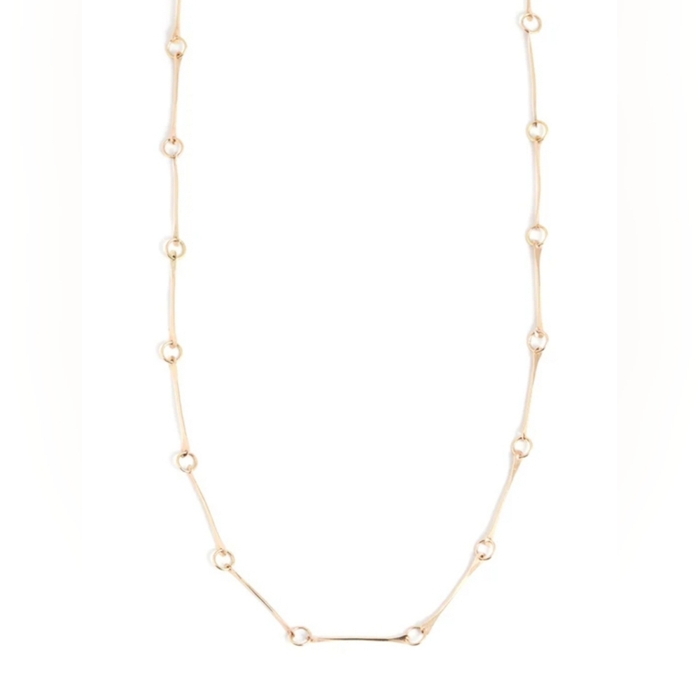 NWOT Melissa Joy Manning 14k Solid Gold Bone Chain Necklace – 18”